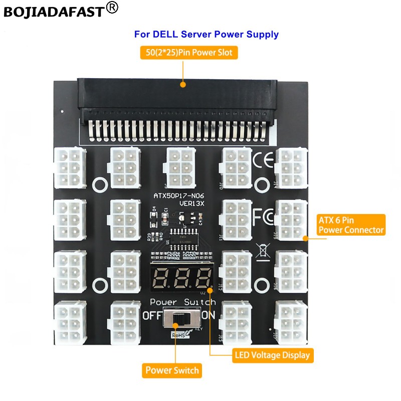 2400W Server Psu Breakout Board - 17-portowa karta rozdzielcza zasilania serwera PCIe