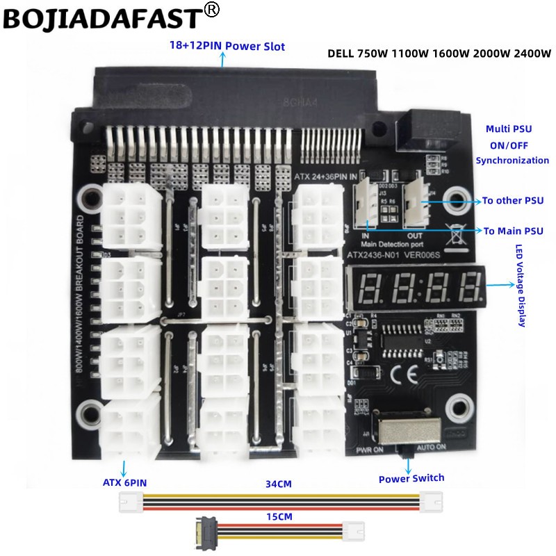 2400W Server Psu Breakout Board - 12 * Złącze PCI-E 6Pin do